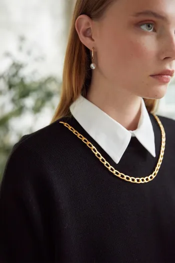 Sera Chain Detail Knit Sweater - Black