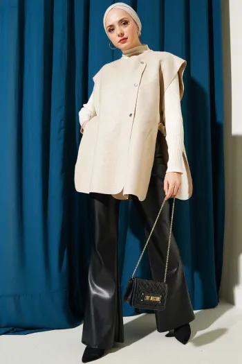 Beige Button-Down Vest