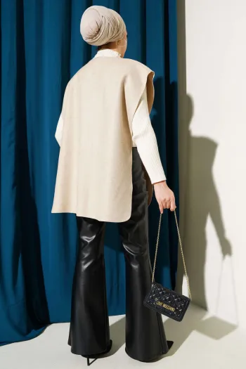 Beige Button-Down Vest