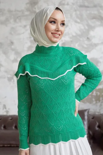 Alvi Striped Detail Sweater - Green