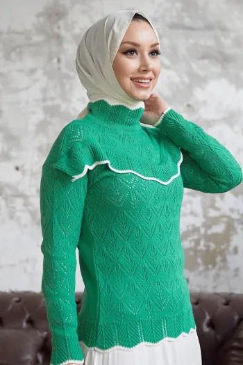 Alvi Striped Detail Sweater - Green