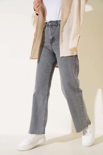 Casual Grey Ripped Denim Pants