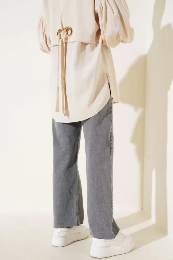 Casual Grey Ripped Denim Pants