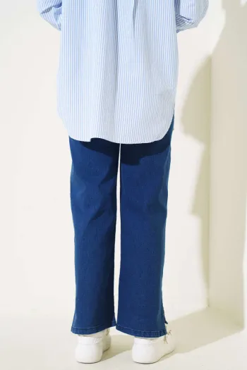 Stone-Embellished Blue Denim Jeans