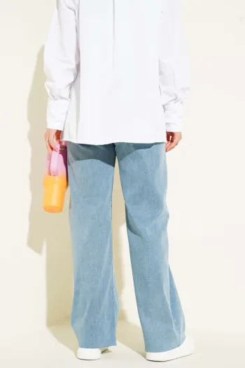 Loose Fit Cropped Pants Light Blue