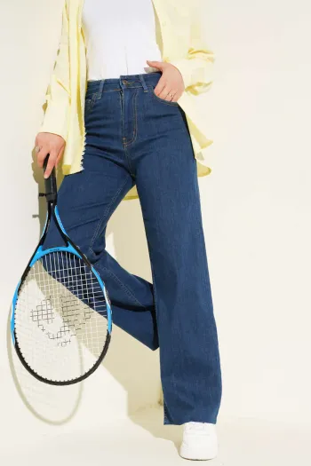 Loose Fit Cropped Pants Dark Blue