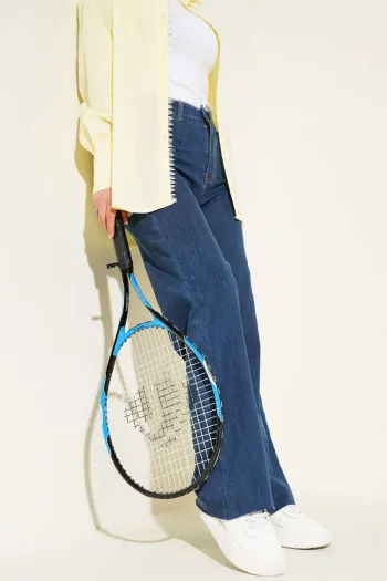 Loose Fit Cropped Pants Dark Blue