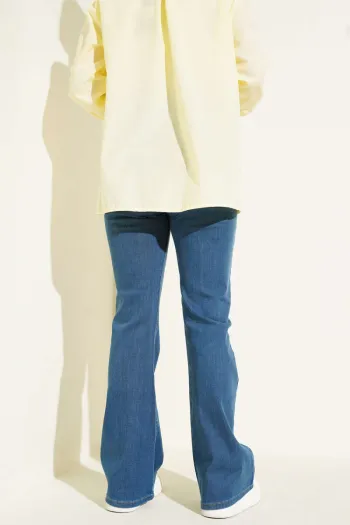Stitched Flared Denim Jeans - Blue