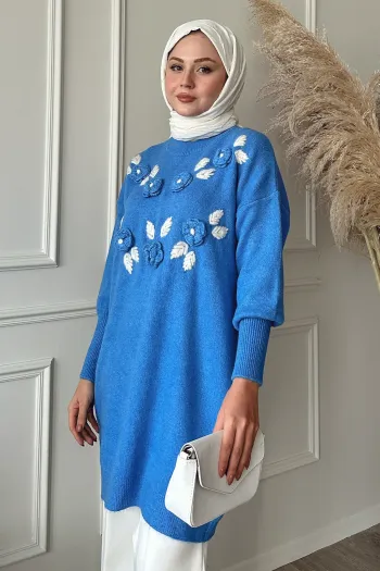 Handcrafted Detailed Blue Sweater