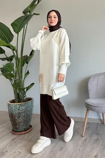 Leaf Stone White Knitted Sweater