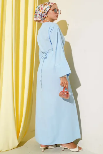 Belted Oversized Basic Dress in Blue