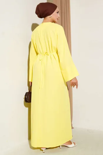 Belted Oversized Basic Dress Yellow