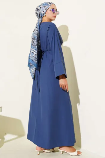 Navy Blue Oversized Basic Dress with Belt