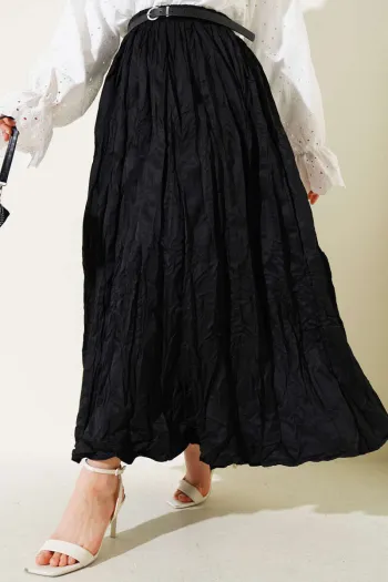Black Pleated Waistband Skirt