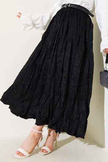 Black Pleated Waistband Skirt