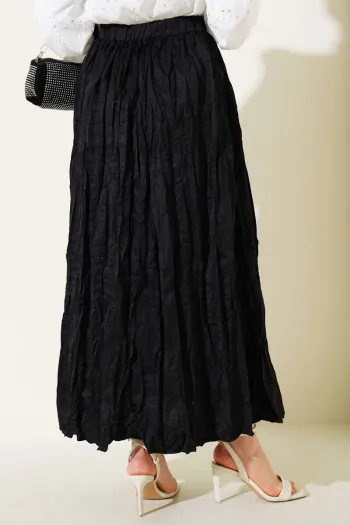 Black Pleated Waistband Skirt