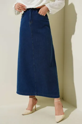 Button-Up Pocket Denim Skirt