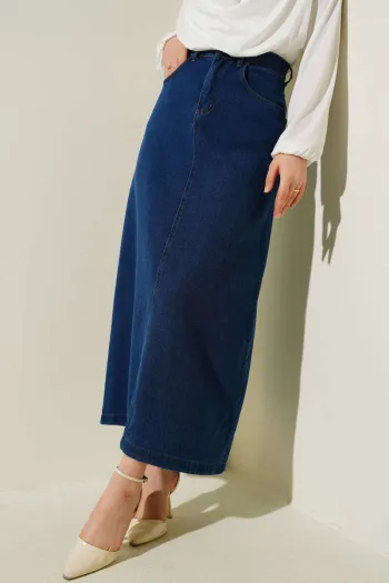 Button-Up Pocket Denim Skirt