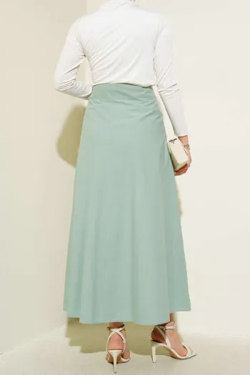 Wide Pleated Pocket Skirt Mint