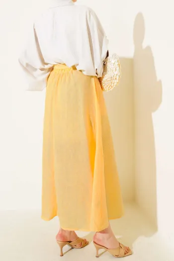 Belted Waistband Skirt in Orange