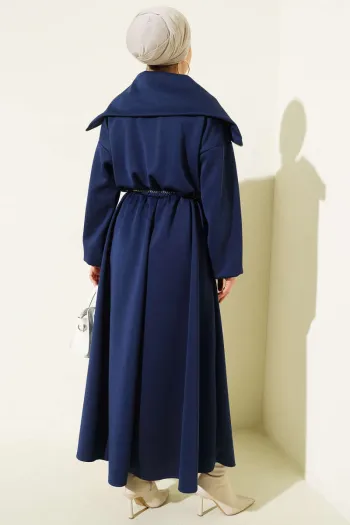 فستان سكوبي بياقة نصفية بسحاب باللون الأزرق navy