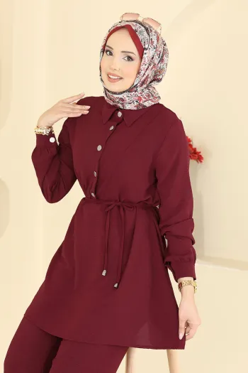 مجموعة أيروبين بوردو مع تفاصيل حزام