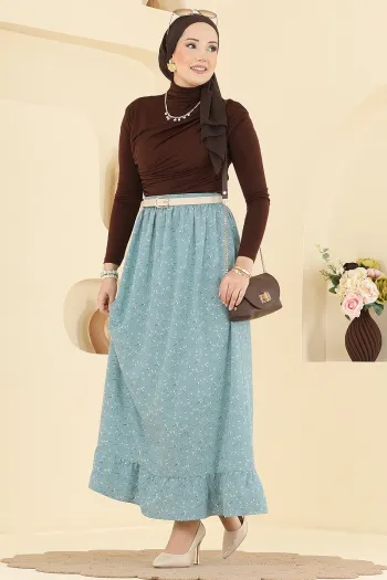 Floral Pattern Jesika Skirt - Mint