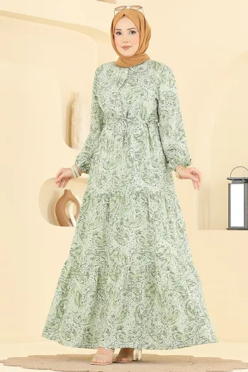 Beli Tunic Detailed Modal Dress in Sage