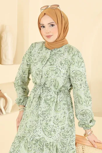 Beli Tunic Detailed Modal Dress in Sage