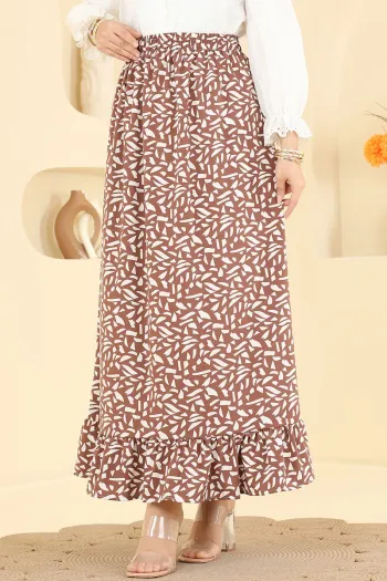 Geometric Pattern Jessica Skirt - Brown