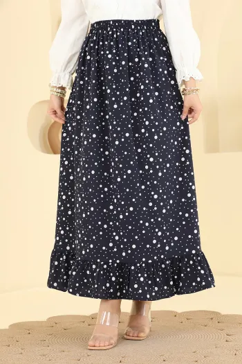 Large Polka Dot Detailed Jessika Skirt Navy
