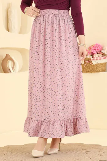 Floral Print Jesika Skirt in Dusty Pink