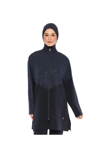  Fully Zippered Dark Navy Blue Hijab Swimsuit 6269A 