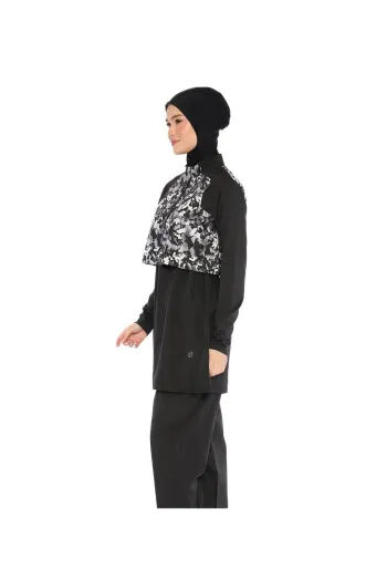  بدلة سباحة سوداء مغطاة بجيب واحد مكونة من 4 قطع 6202A 