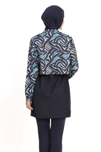  Bolero Covered Dark Navy Blue Hijab Swimsuit 6198A 