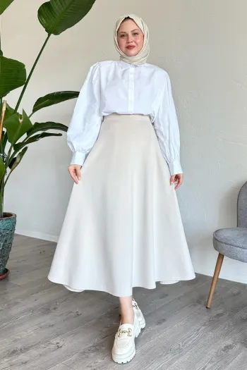  Balloon Sleeve Casual White Shirt 