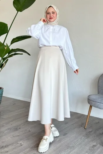  Balloon Sleeve Casual White Shirt 