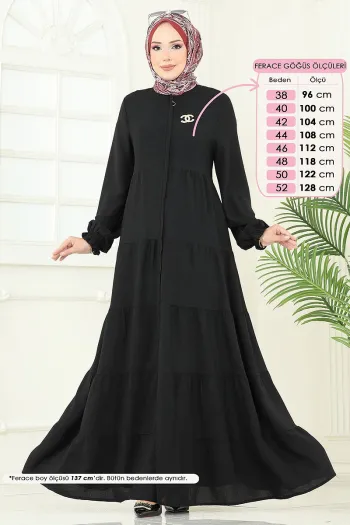 Aerobin Abaya with Folded Skirt in Black