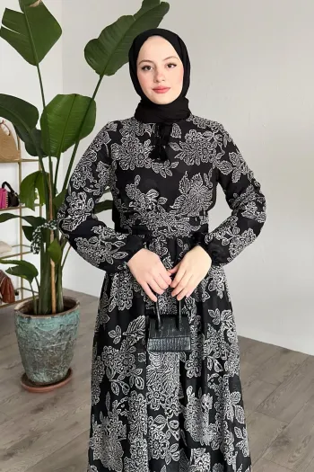 Black Chiffon Dress with Ruching Detail