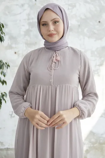 Laced Neck Yoryo Blush Chiffon Dress