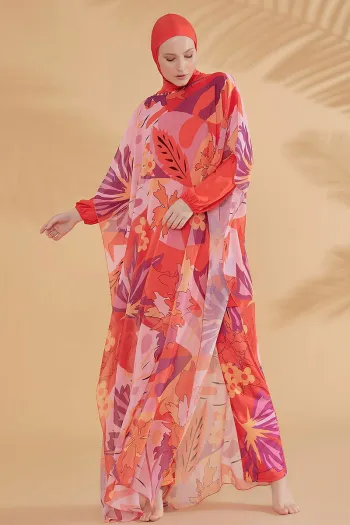 باريو برتقالي ملون بنقوش زهرية