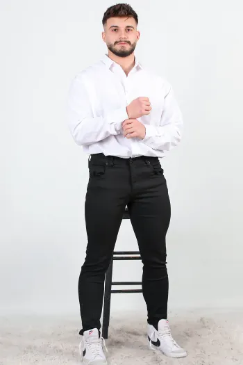 Men's Lycra Straight Leg Trousers Black