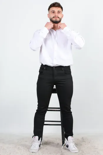 Men's Lycra Straight Leg Trousers Black