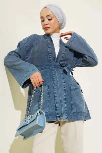 Pocket Belted Denim Jacket Jeans
