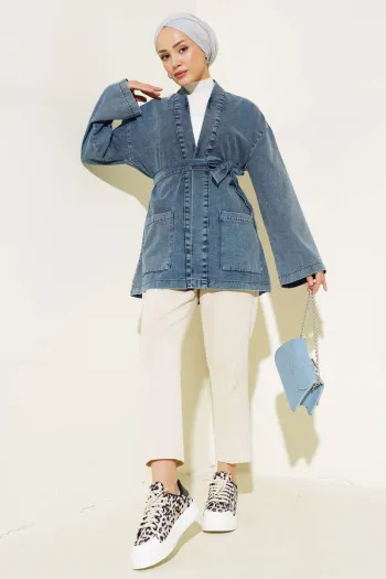 Pocket Belted Denim Jacket Jeans
