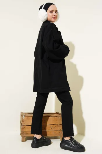 Batwing Sleeve Denim Jacket Black