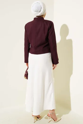 Chain and Hook Pin Short Jacket Burgundy