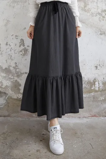 Darlin Skirt Ruffle Denim Skirt - Gray
