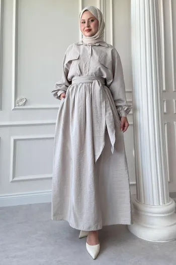Double Pocket Balloon Sleeve Stone Skirt Suit