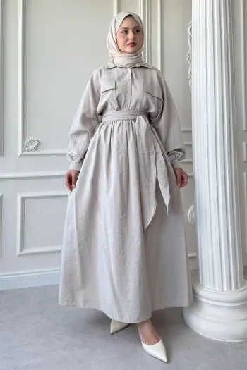 Double Pocket Balloon Sleeve Stone Skirt Suit